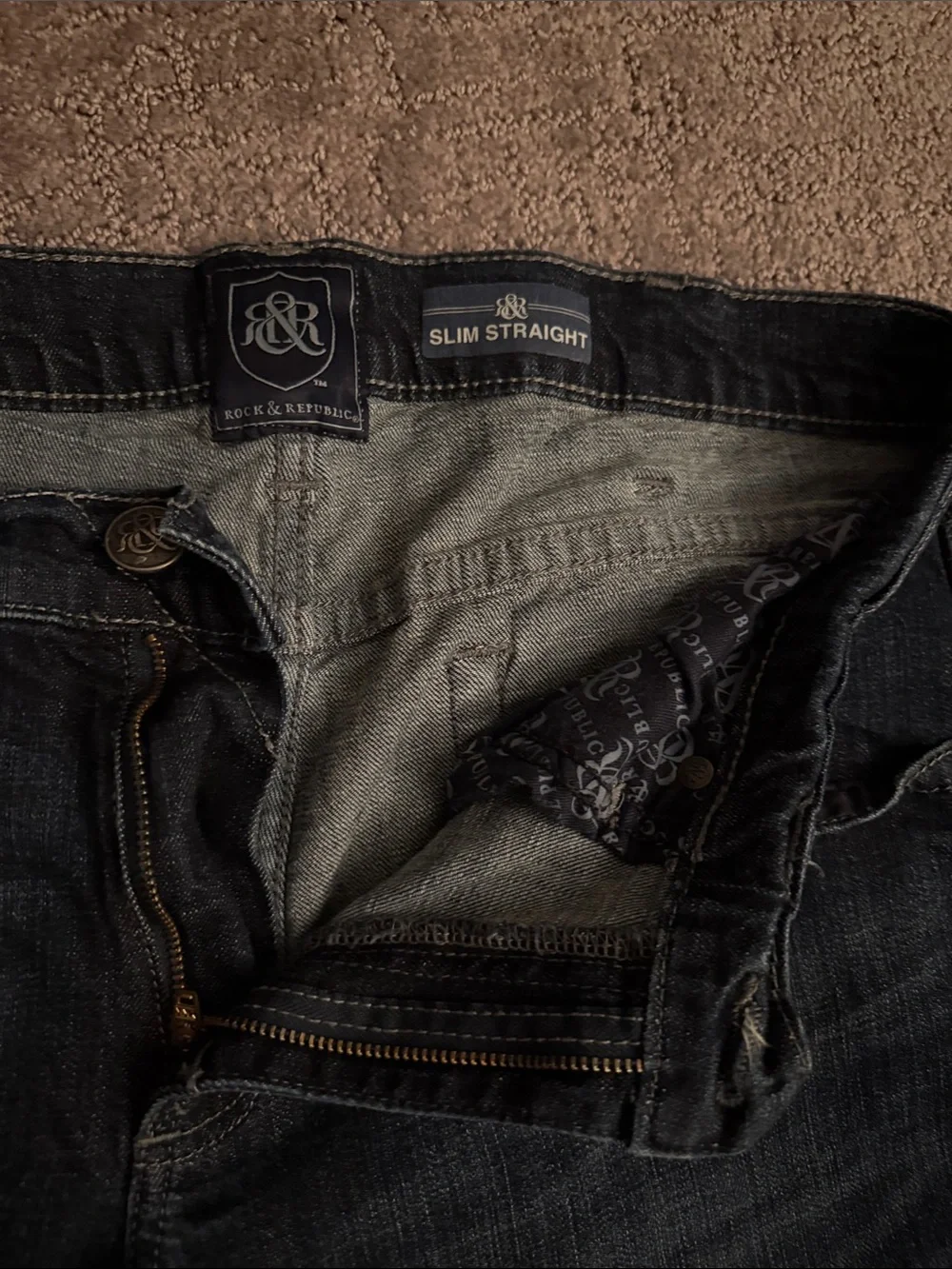 Rock & Republic Men’s Dark Indigo Slim Straight Jeans